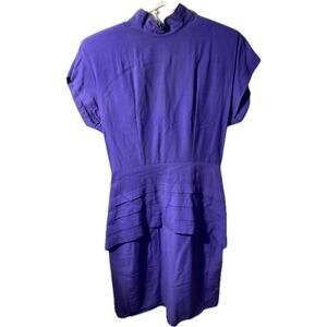 Vintage Midi Dress Womens Size 8 Purple Short Sleeve 90s 80s June Berry